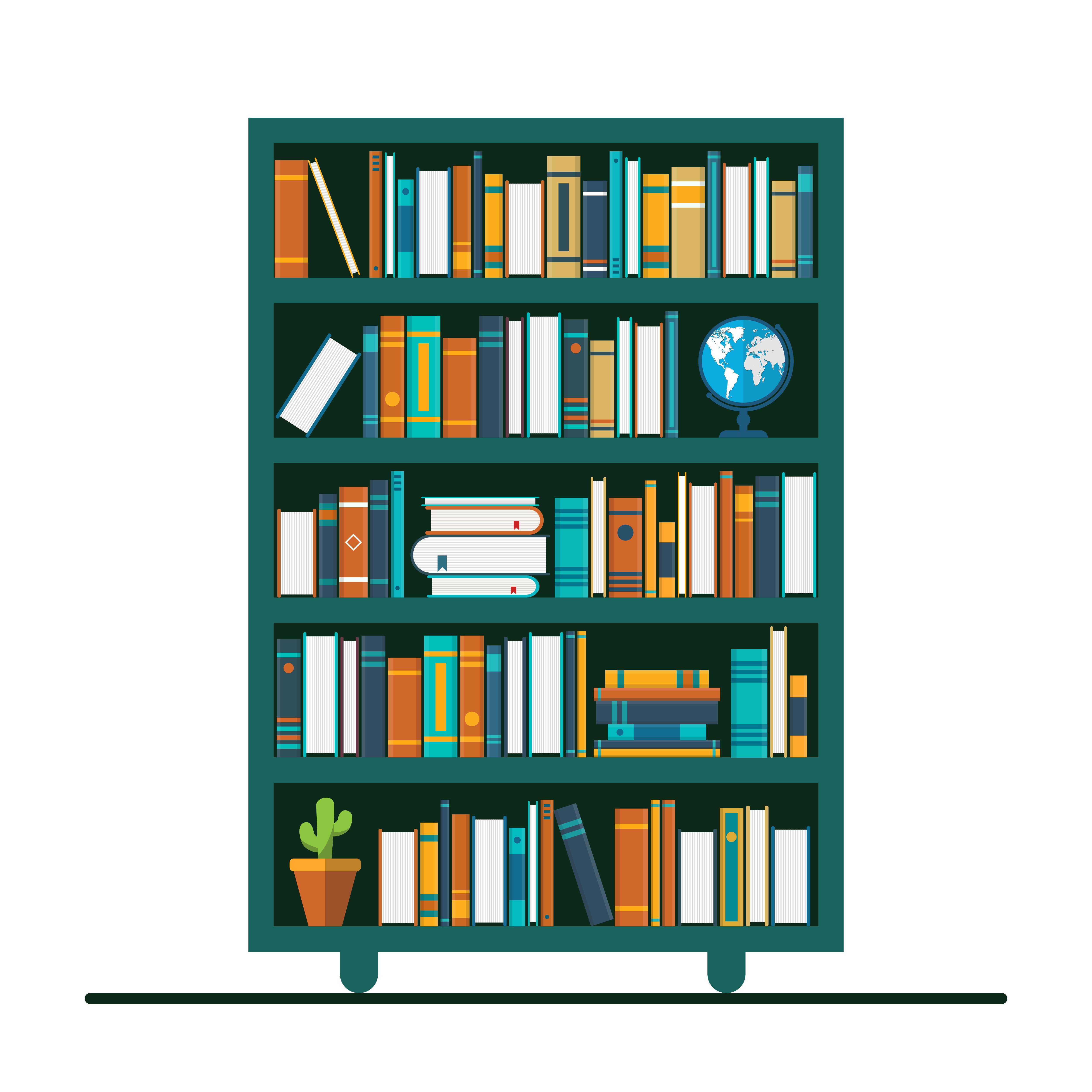 Download Bookcase with many books - Download Free Vectors, Clipart ...