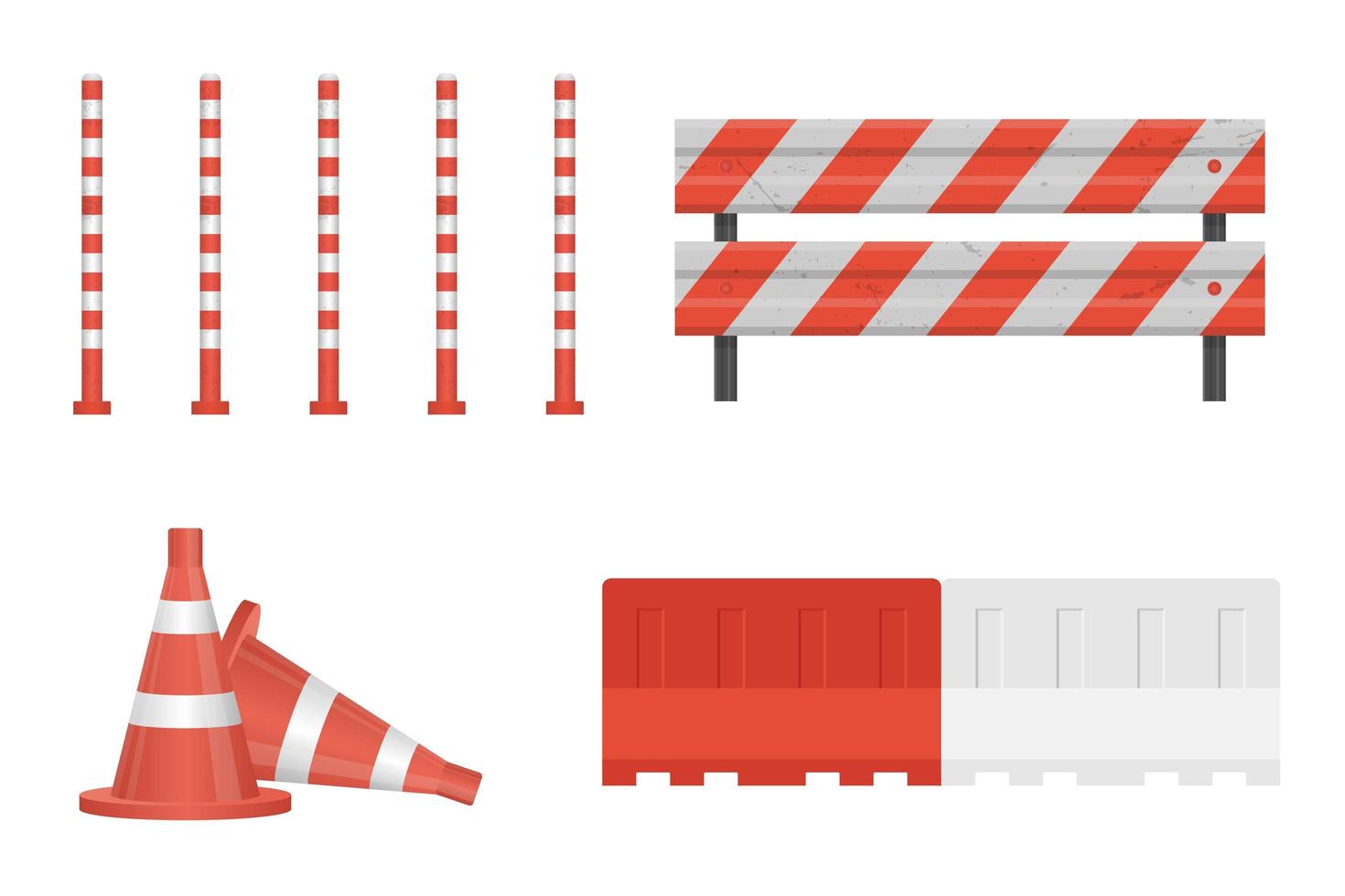 Set of orange and white under construction barrier vector