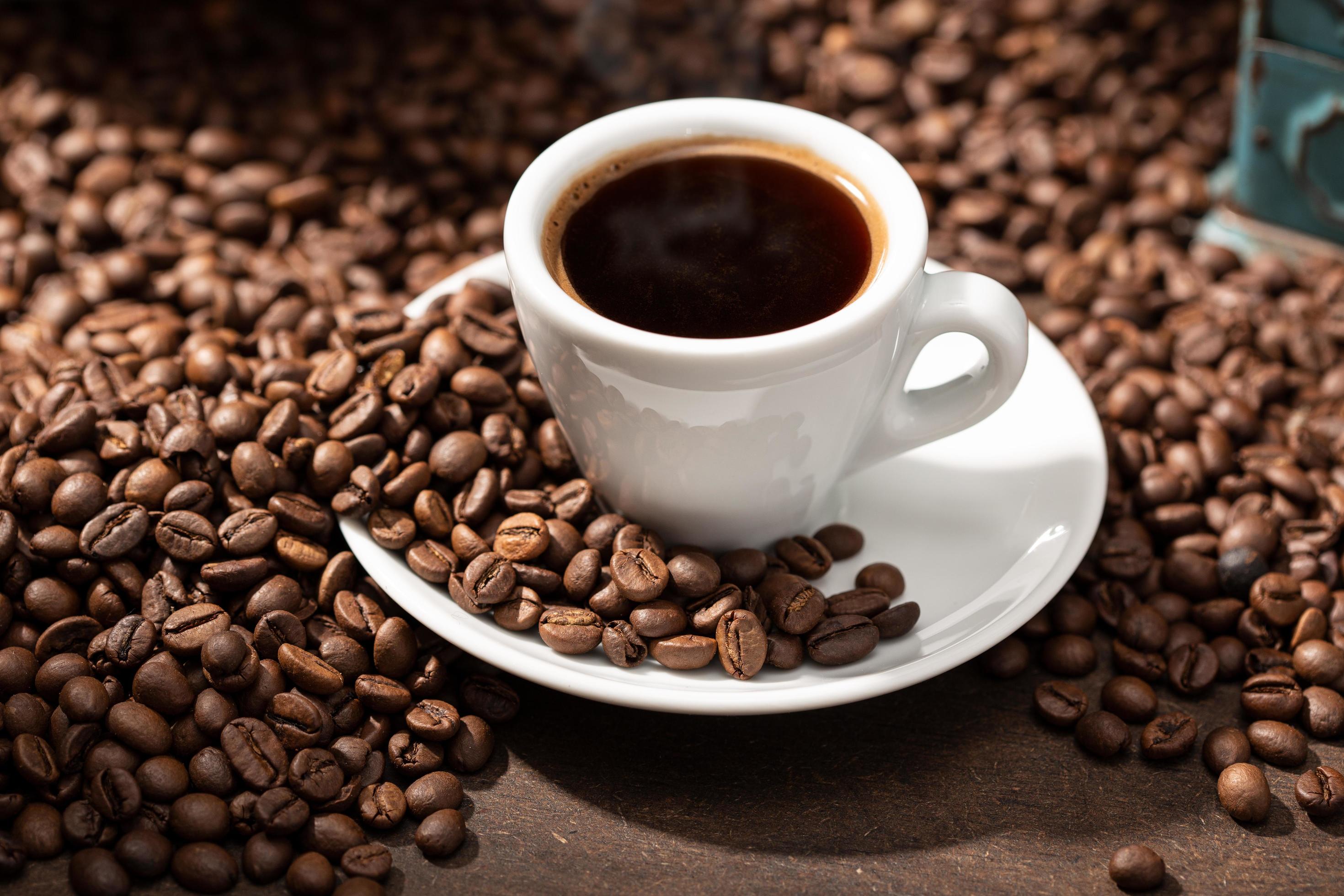 Espresso Coffee Cup And Roasted Beans Stock Photo At Vecteezy