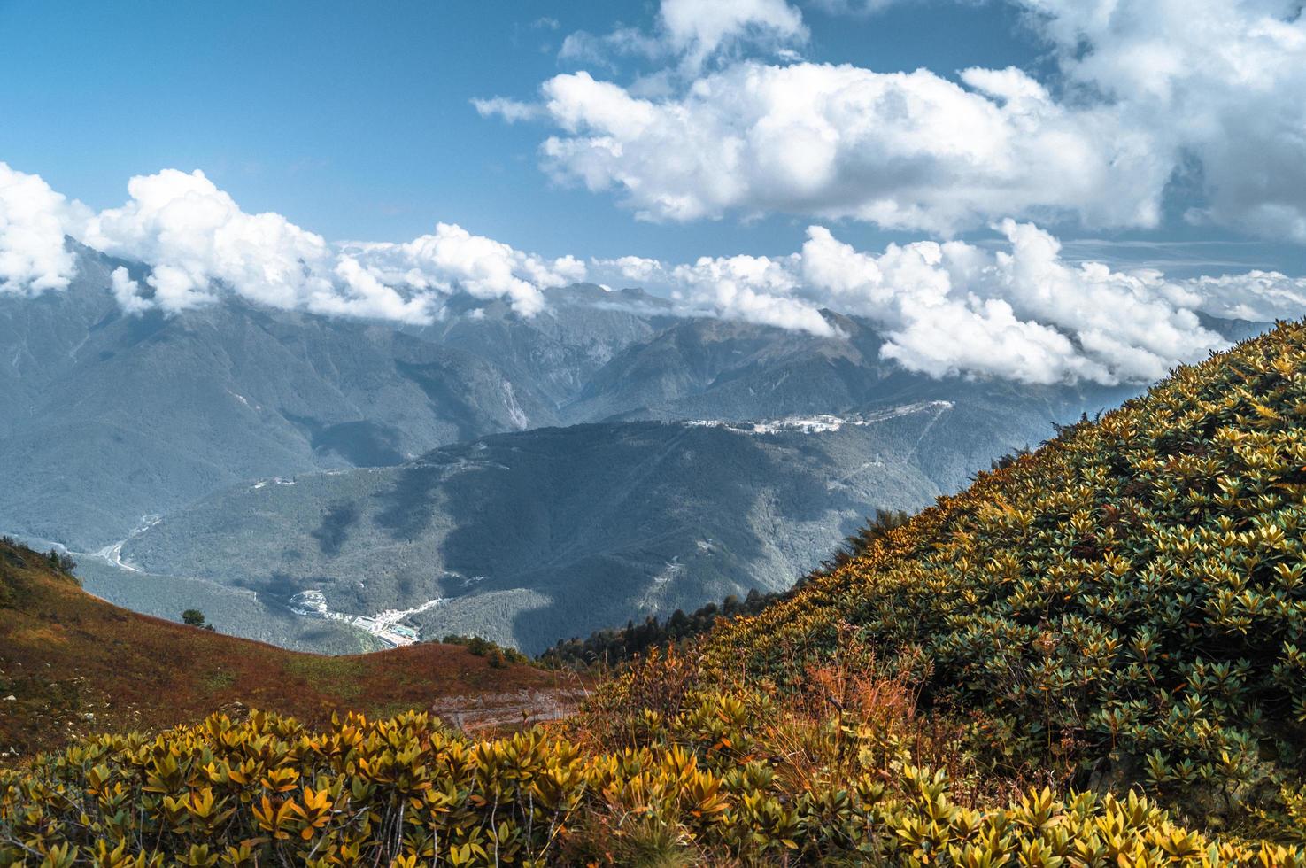 Cloudy sky over the mountains photo