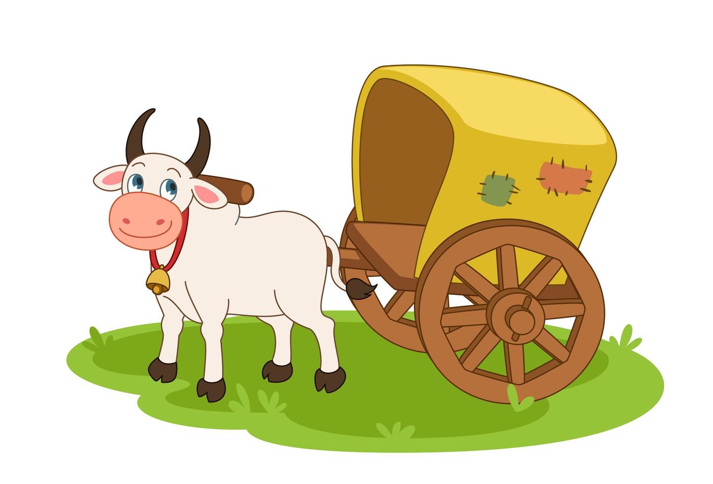 Cow with bullock cart  vector