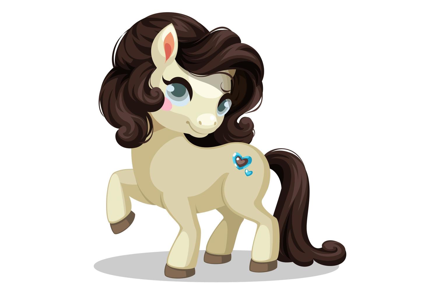 lindo pony beige de pie vector