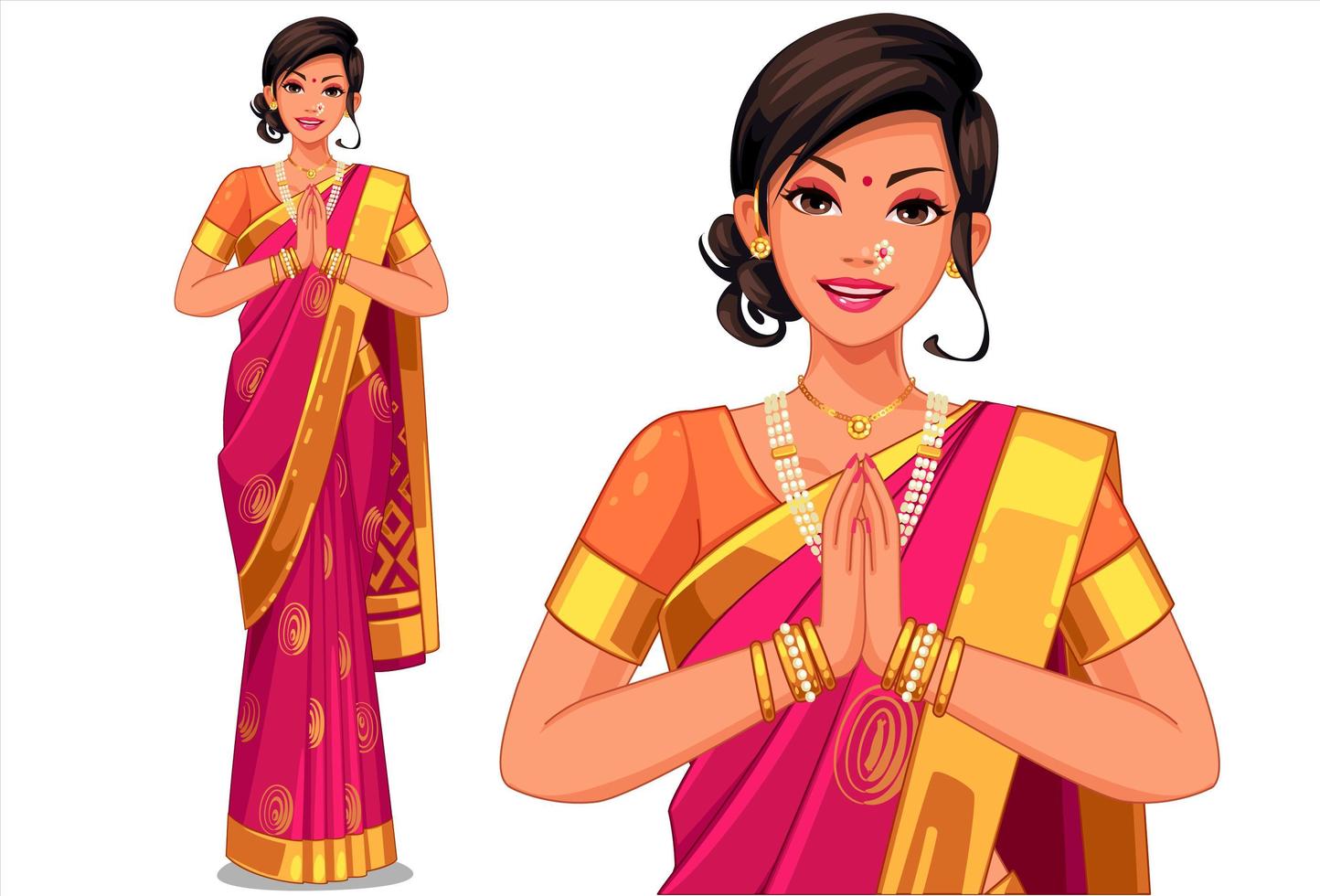 mujer en ropa tradicional india vector