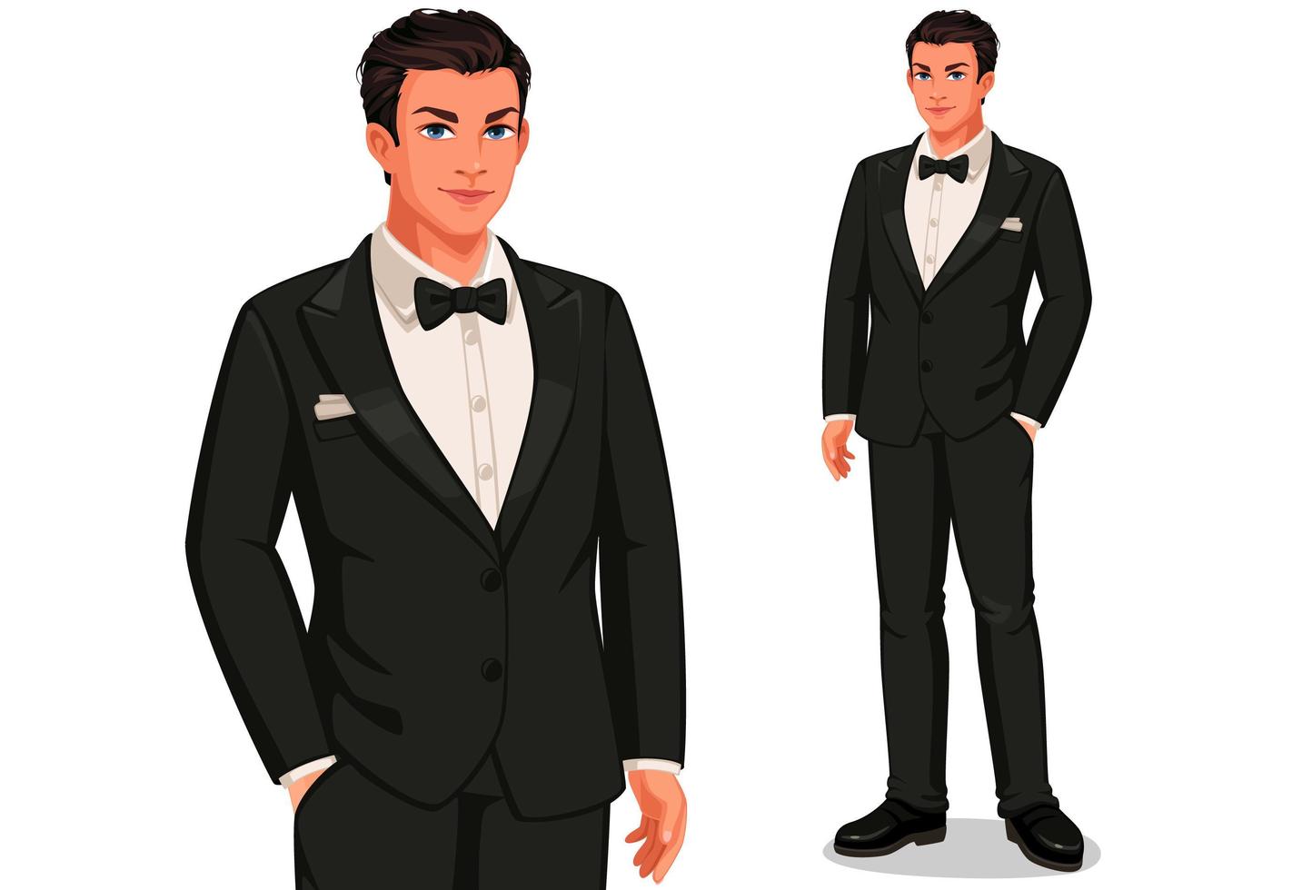 Dressed up man standing set vector