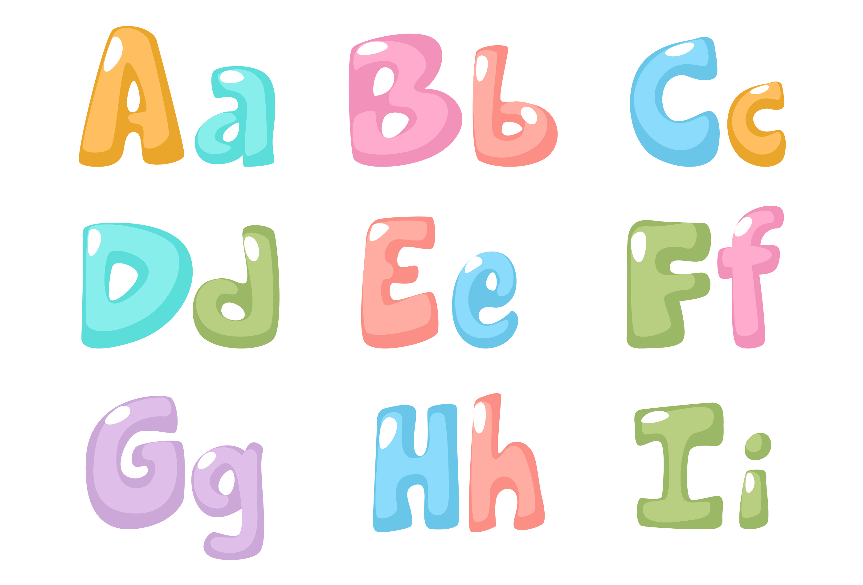 Fun, pastel color font, part 1 1265652 Vector Art at Vecteezy