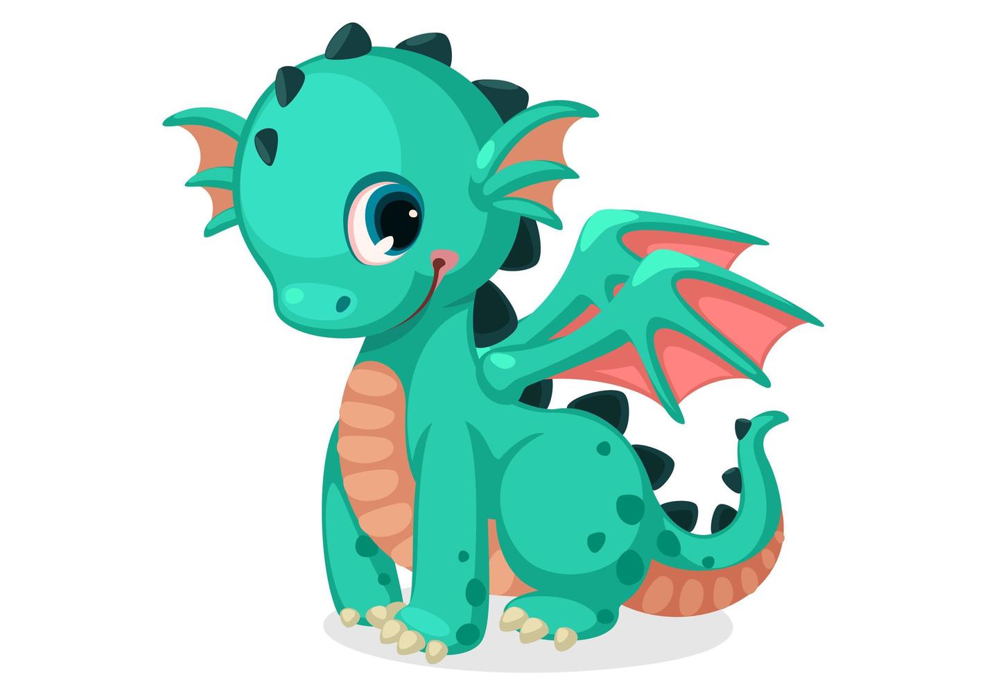 Cute green baby dragon vector