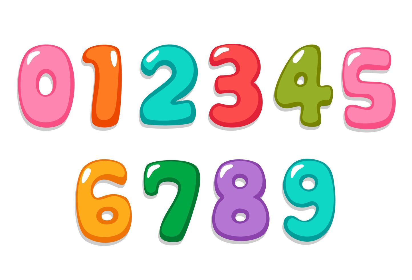 Bubbly numbers in candy colors vector