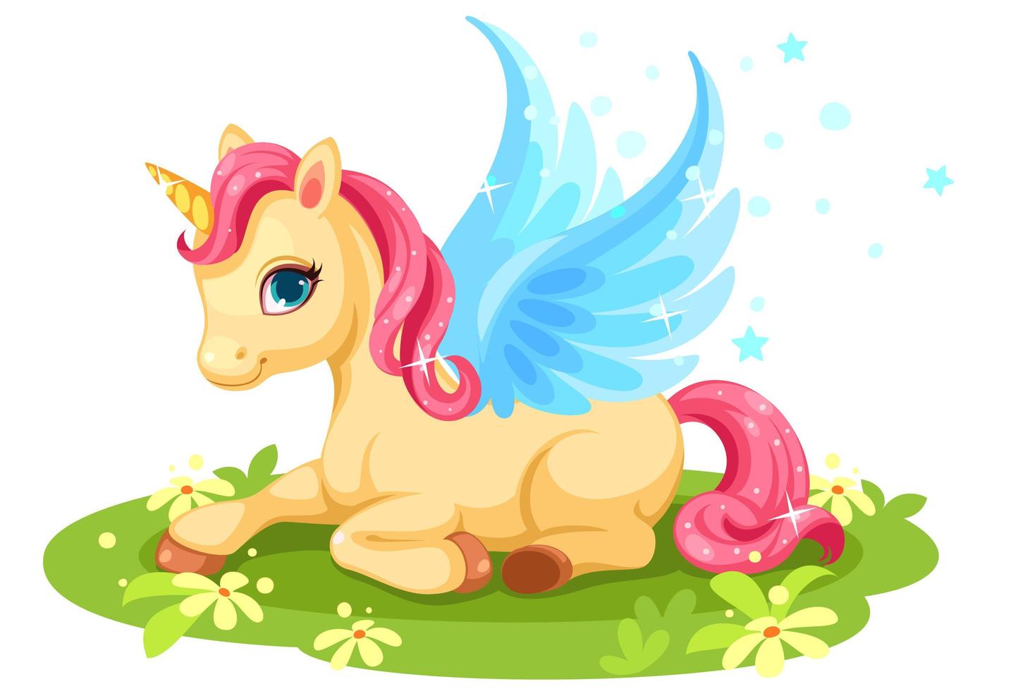 Cute fantasy baby unicorn vector