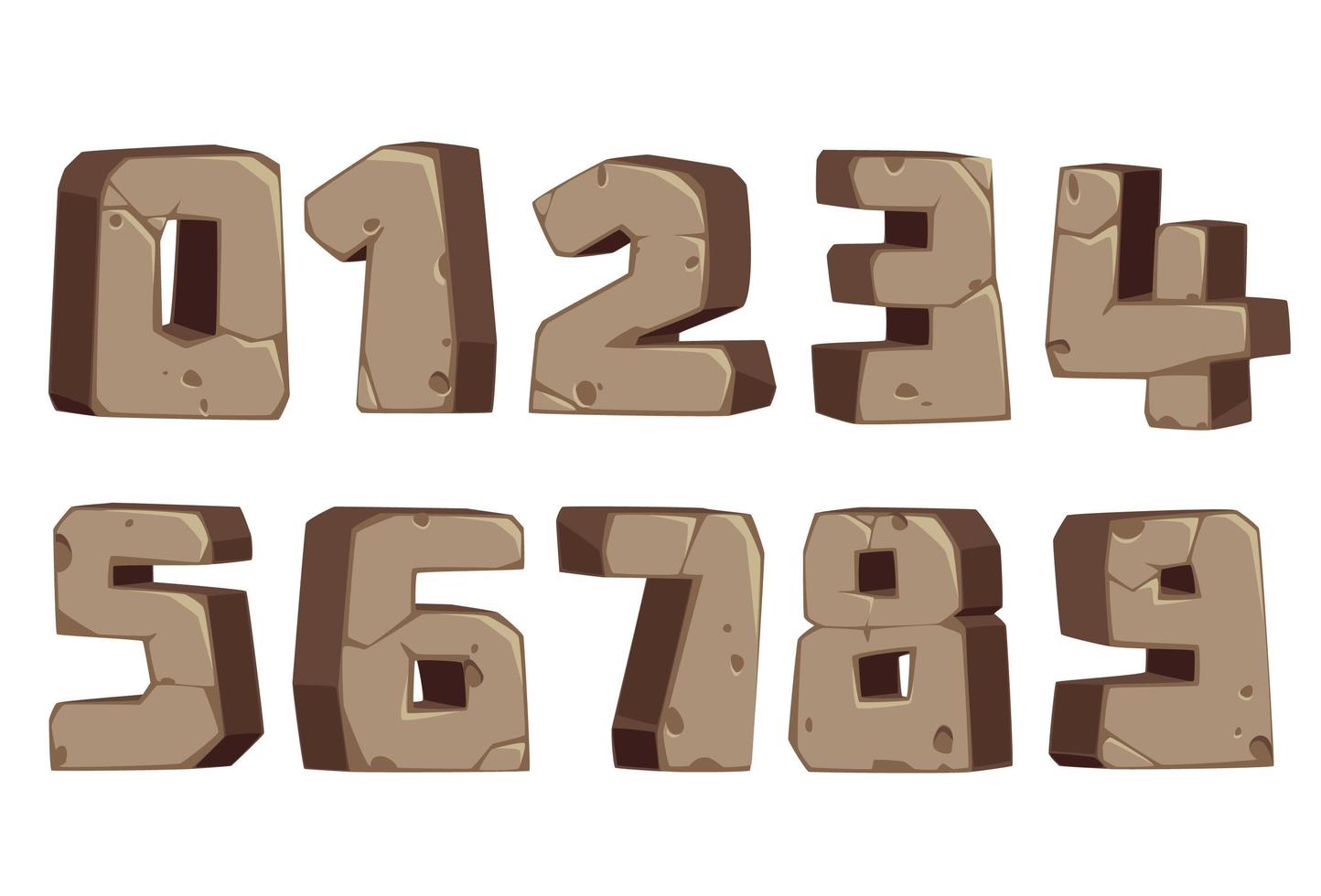 Stone-style font numbers vector