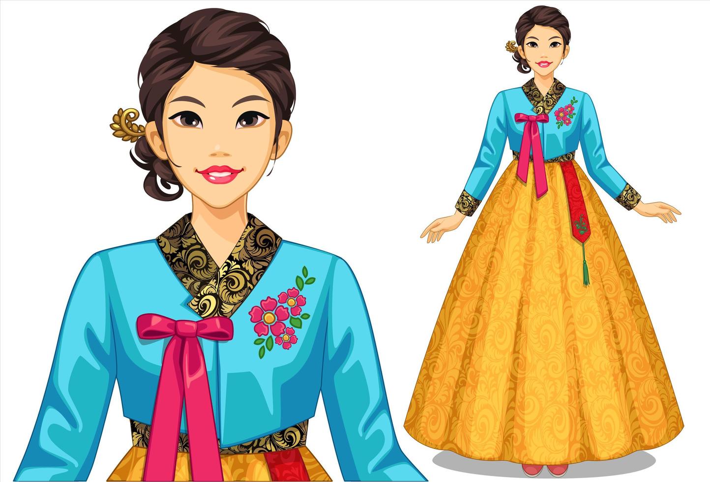 Woman in a traditional cultural clothing set vector