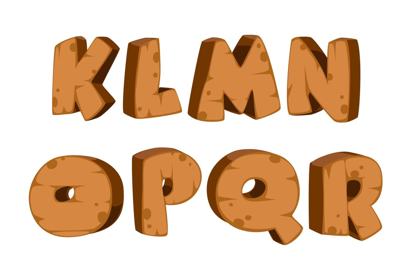 Bold, wooden-textured font, part 2 vector