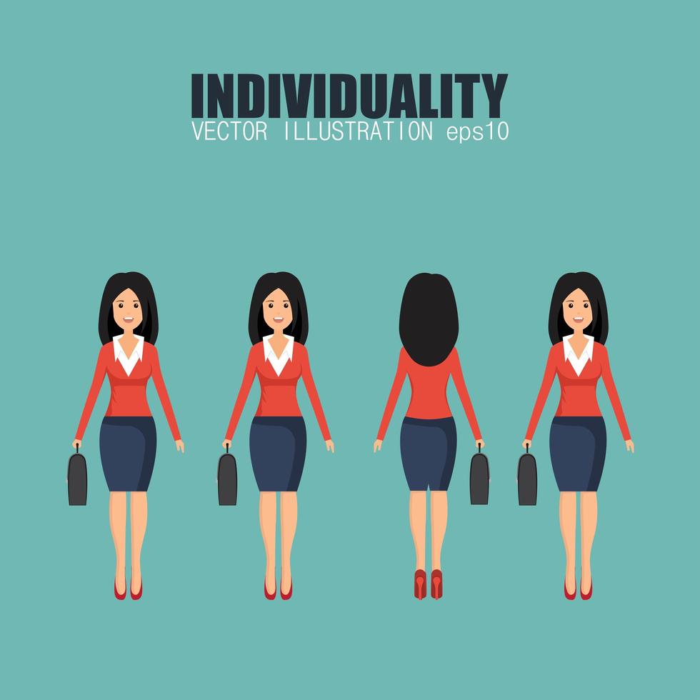 Individuality concept with businesswoman vector