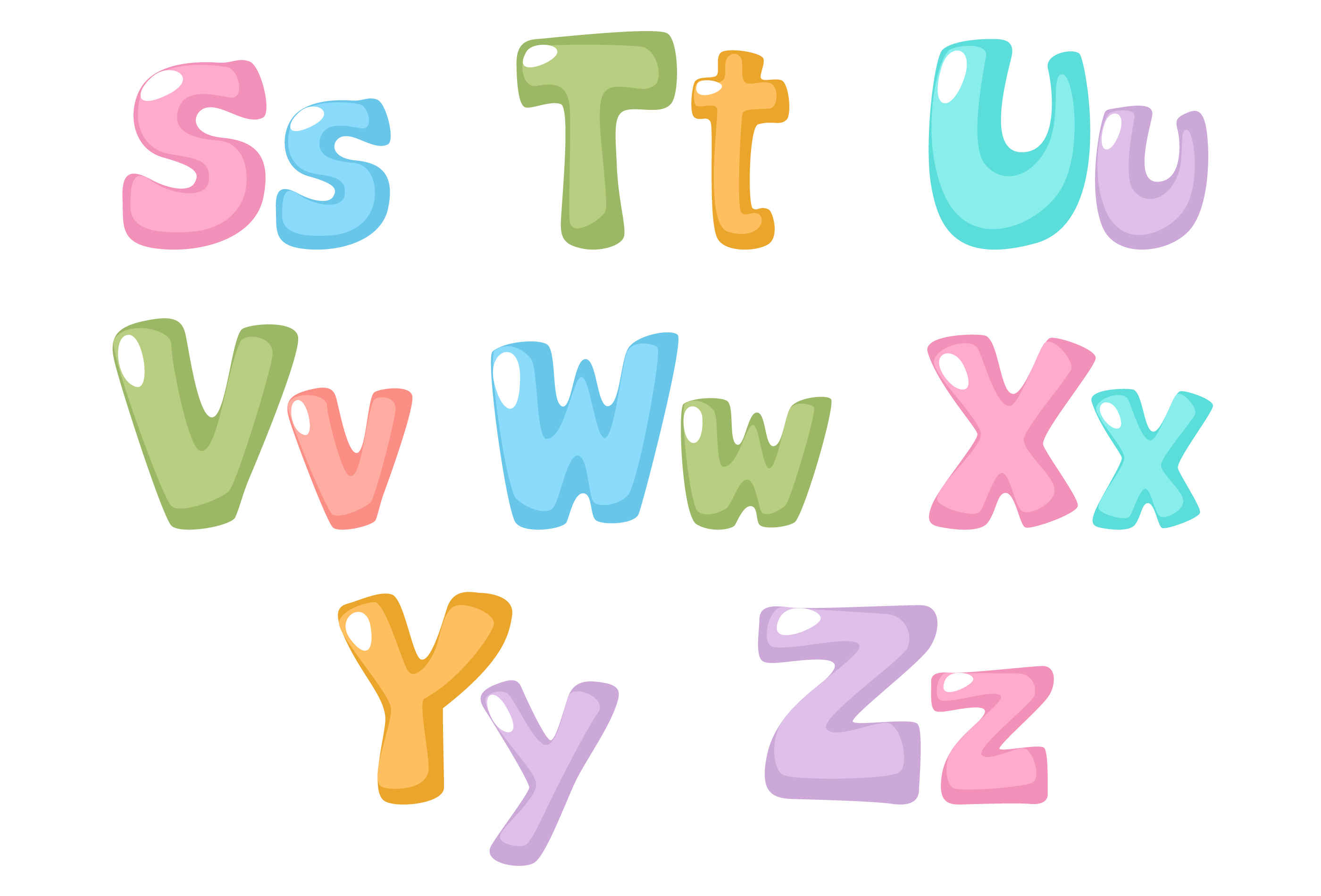 Fun, pastel color font, part 3 1265716 Vector Art at Vecteezy