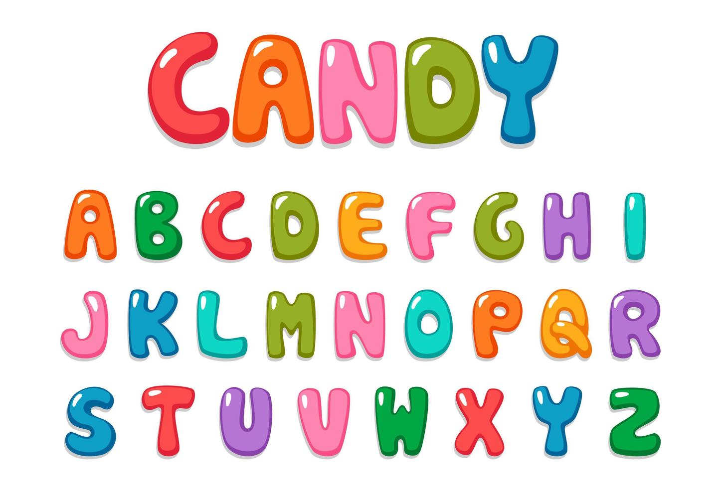 Fun, candy-color, font set vector