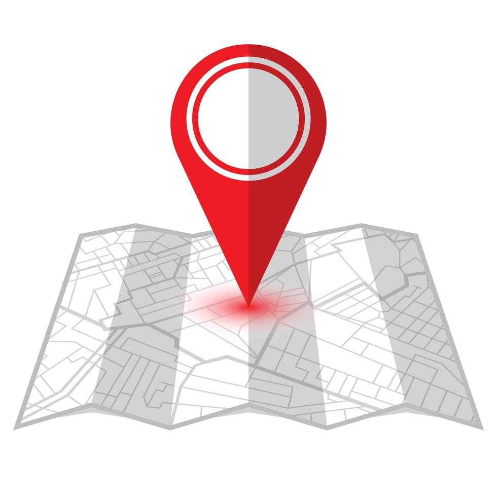 Red location pin in navigator map vector