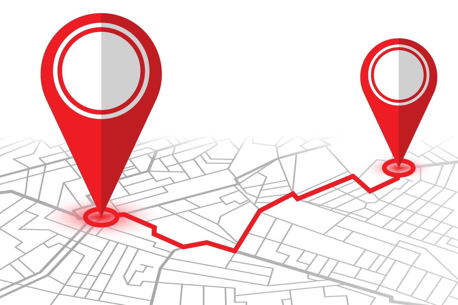 Pines de ubicación en el mapa del navegador gps vector