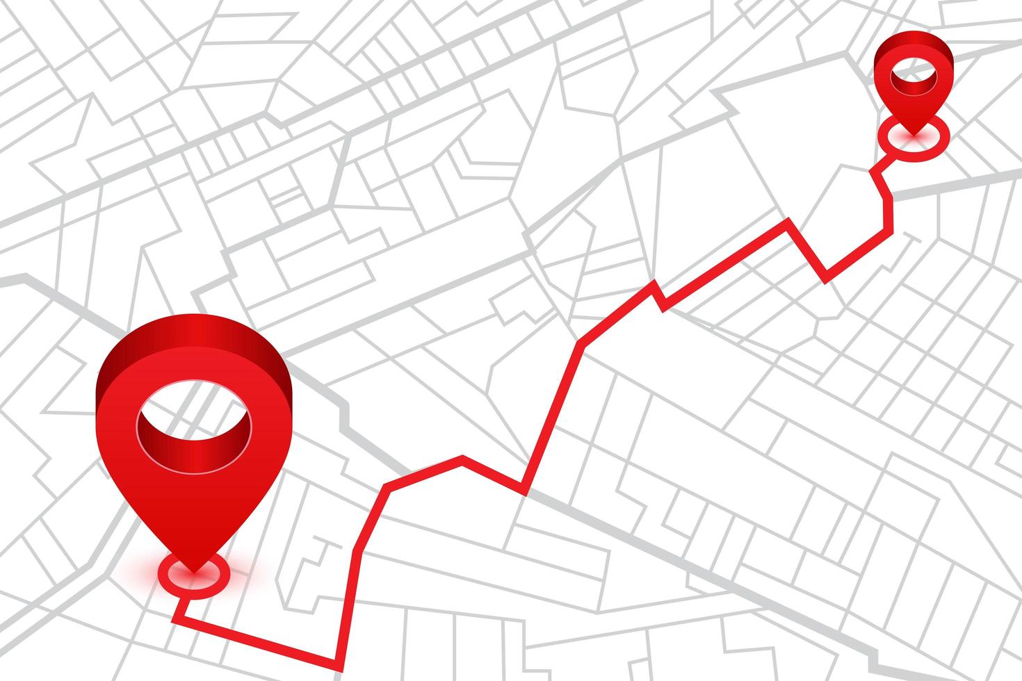 Pines que muestran la ubicación en el mapa del navegador gps vector