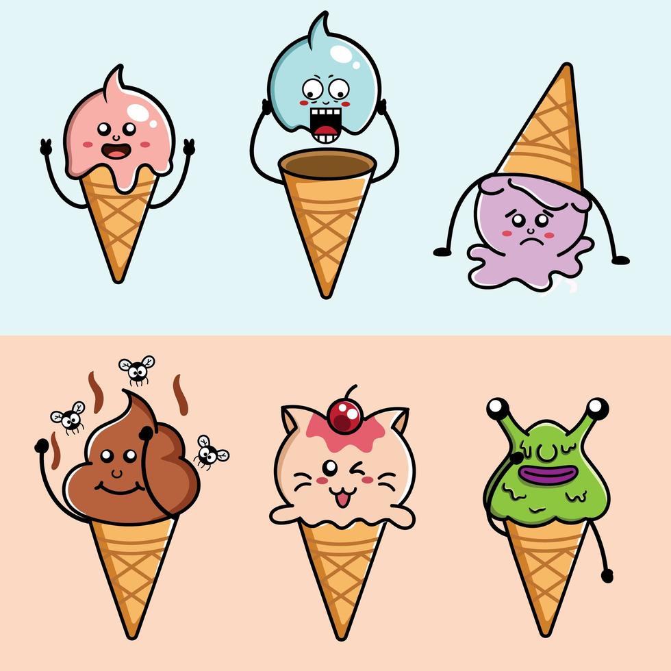 Ice Cream Cone Characters vector