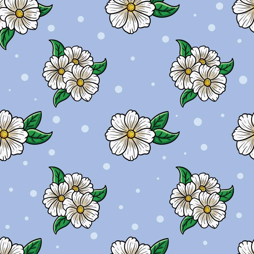 White Flower Seamless Pattern vector