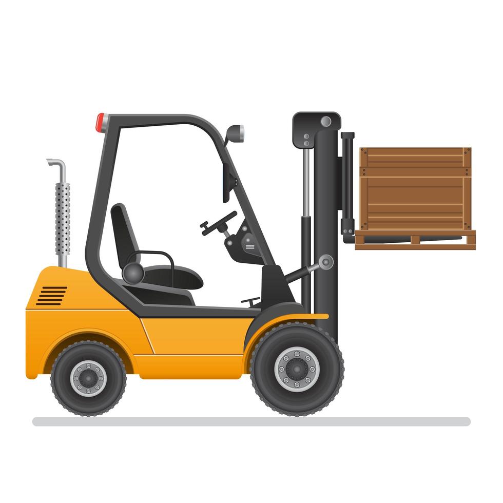 Forklift truck with box isolated vector