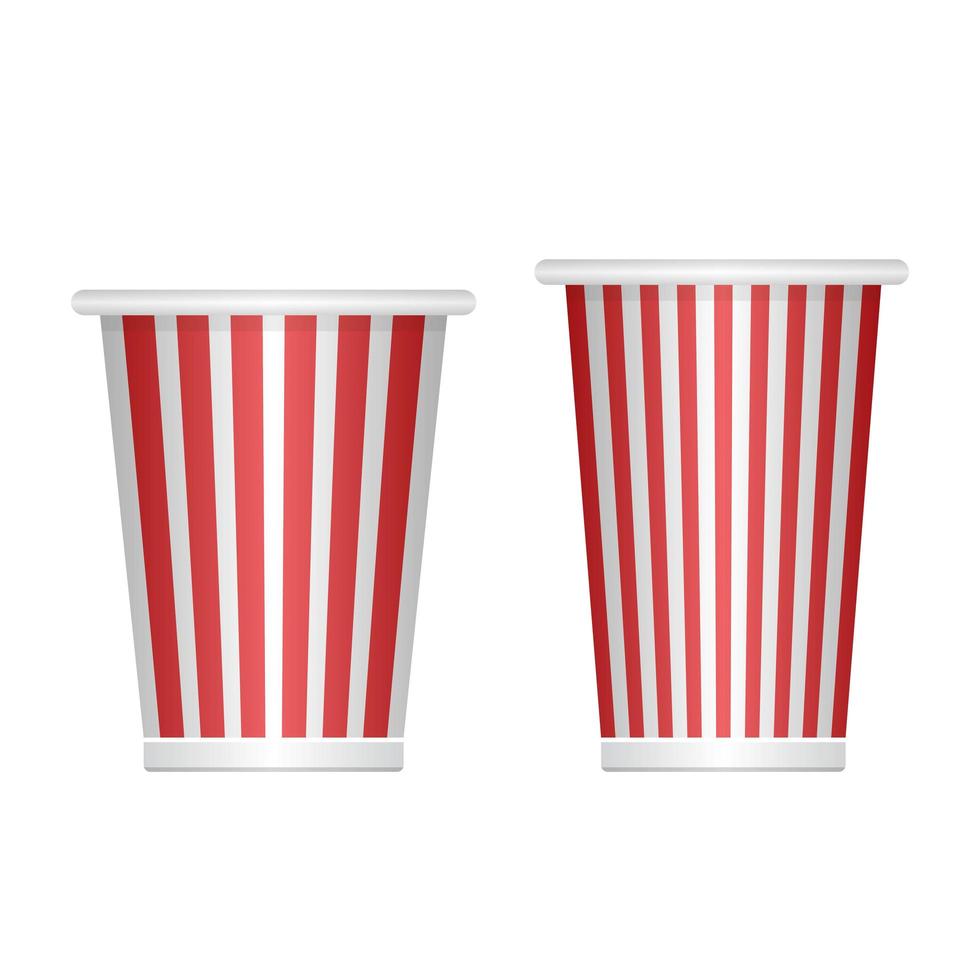 Empty red and white popcorn bucket  vector