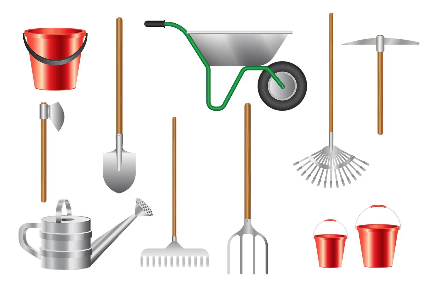 Collection of gardening tools isolated vector