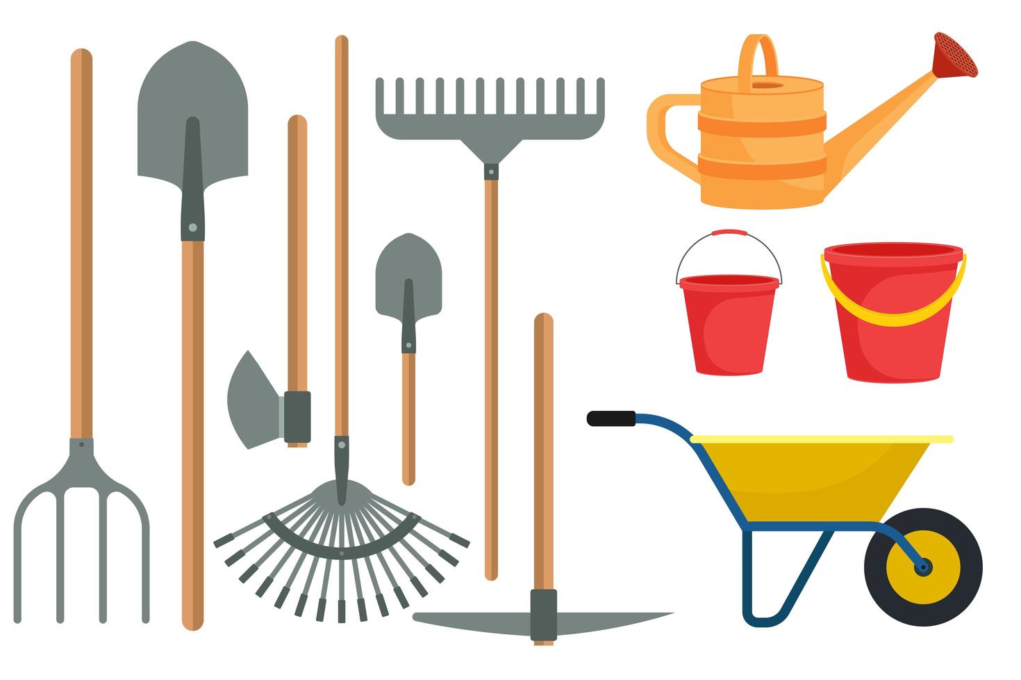 Gardening tools set in flat design isolated  vector