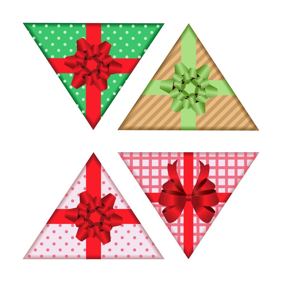 Conjunto de caja de regalo triangular aislado en blanco vector