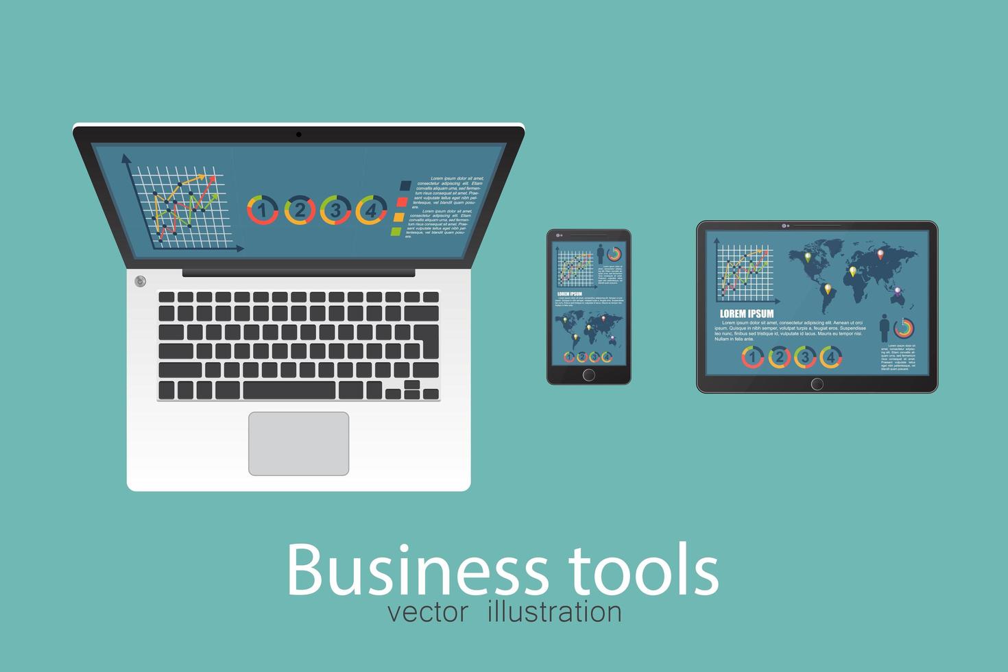 Business laptop, tablet and smartphone vector