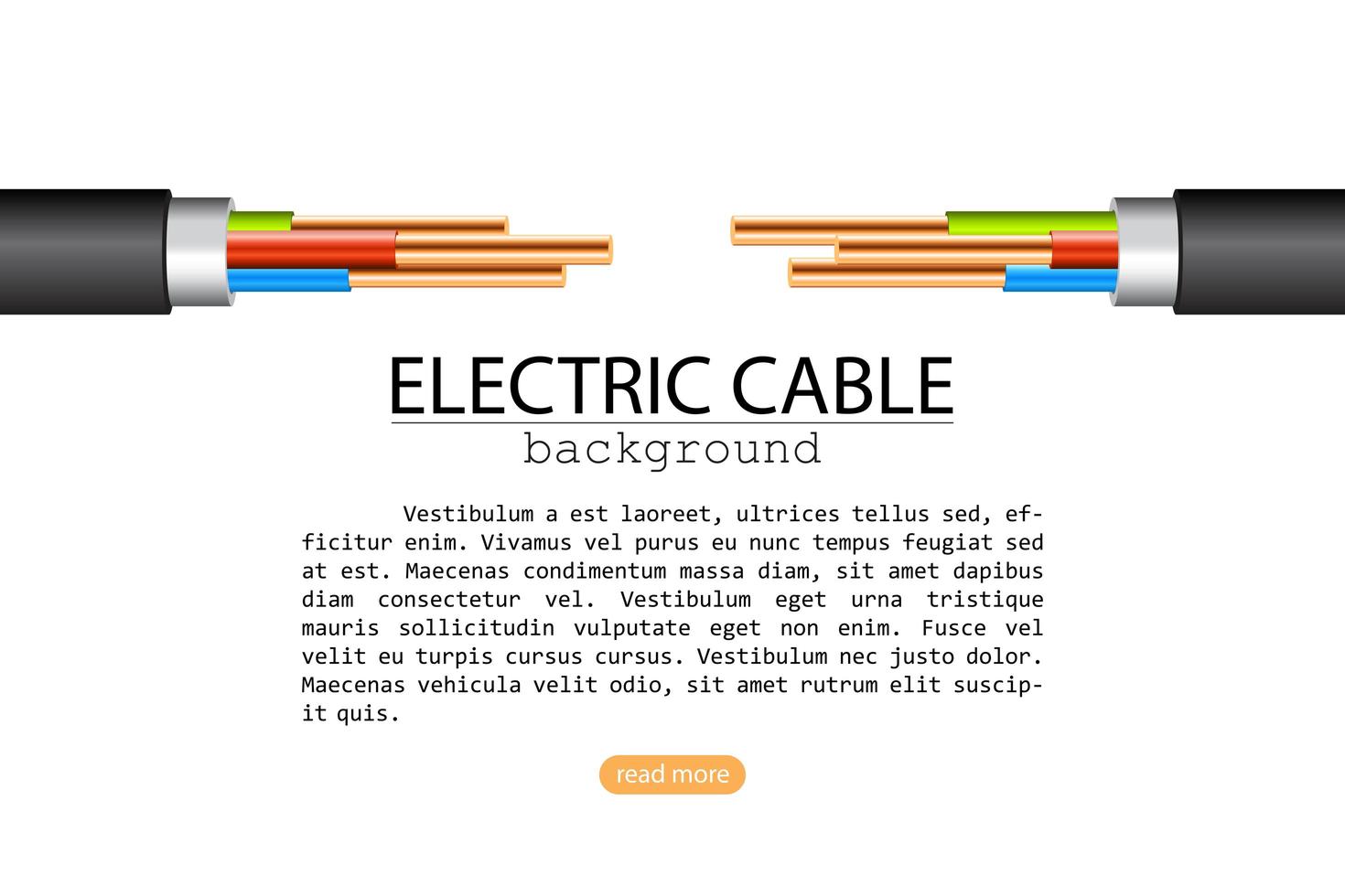 Two electric cables isolated on white vector