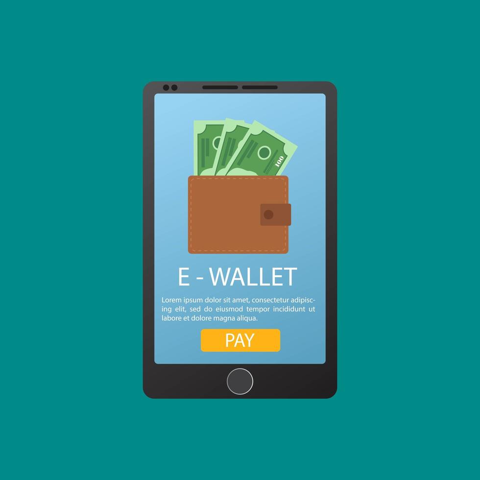 Mobile phone and online wallet concept vector