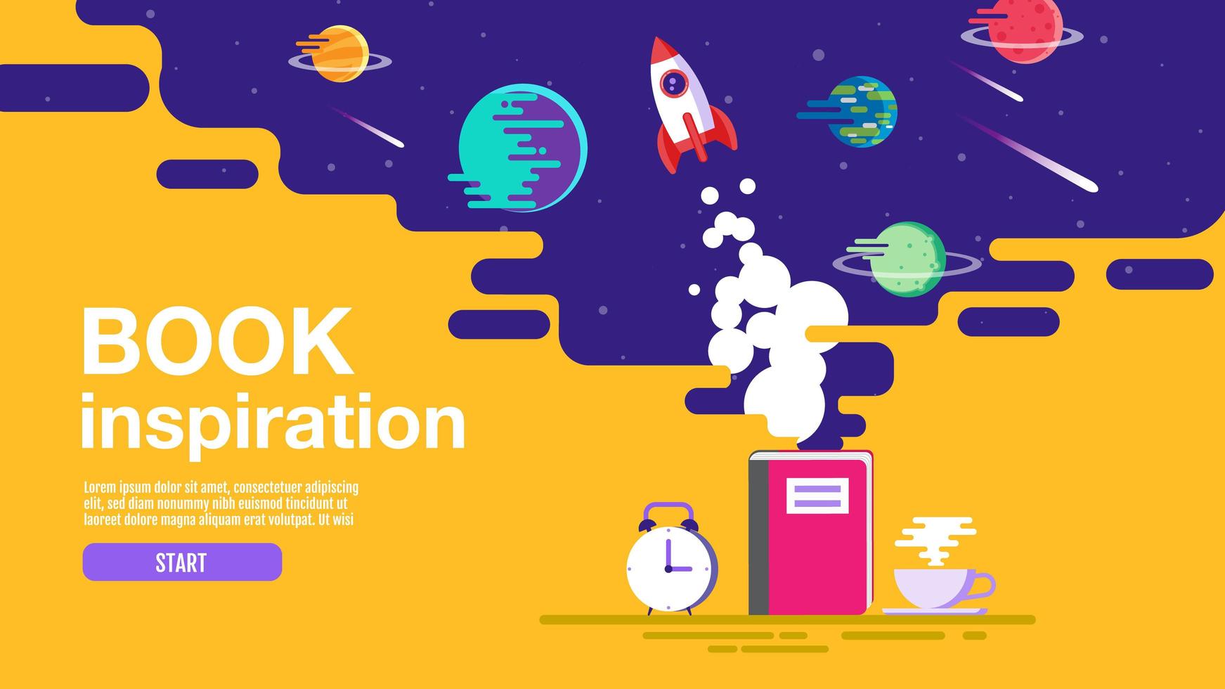 Book inspiration landing page vector