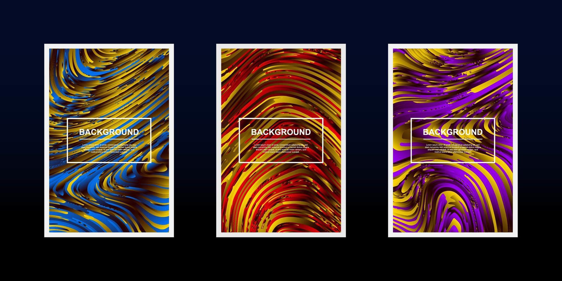 Set of color and yellow textured line wave designs vector