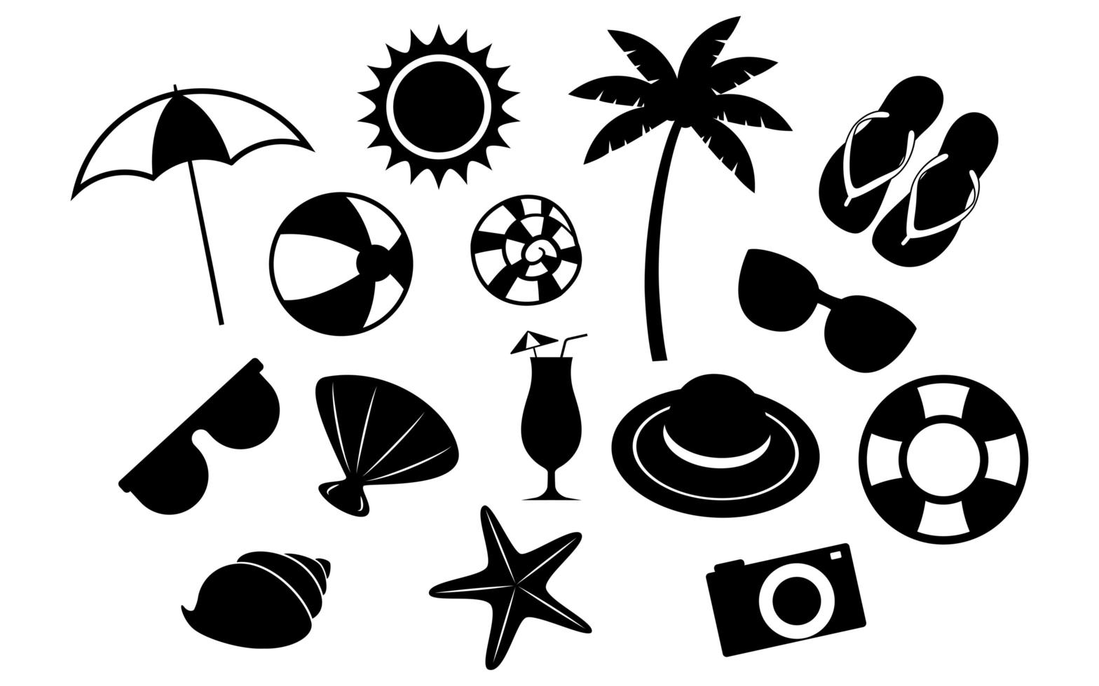 iconos de verano y playa vector