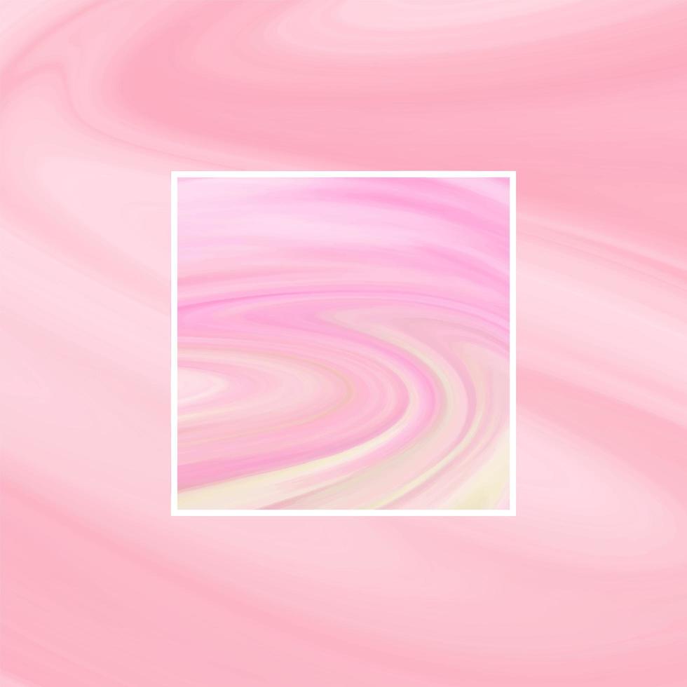 Abstract liquid marble pastel color with rectangle frame vector