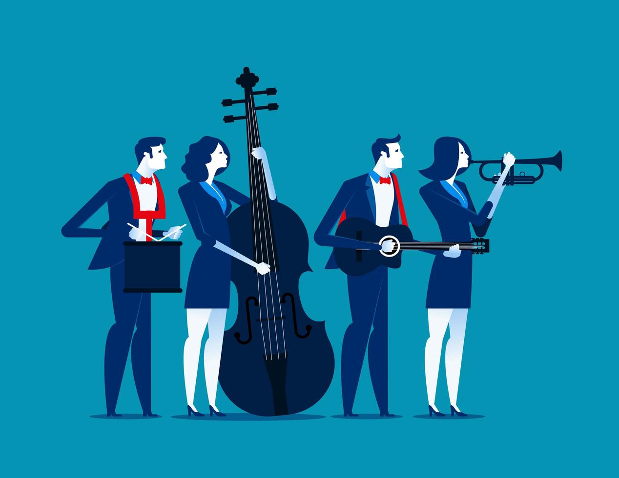 Business team playing instruments vector