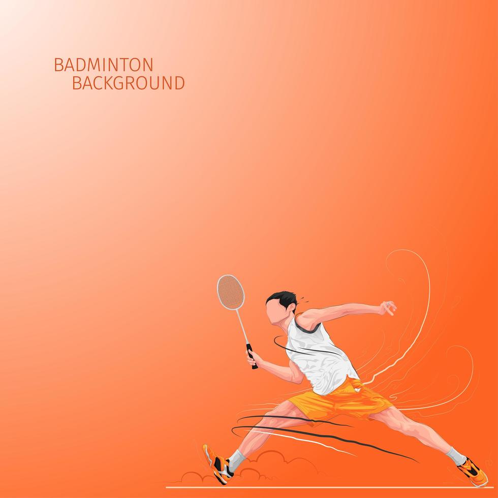 diseño de jugador de bádminton en naranja vector