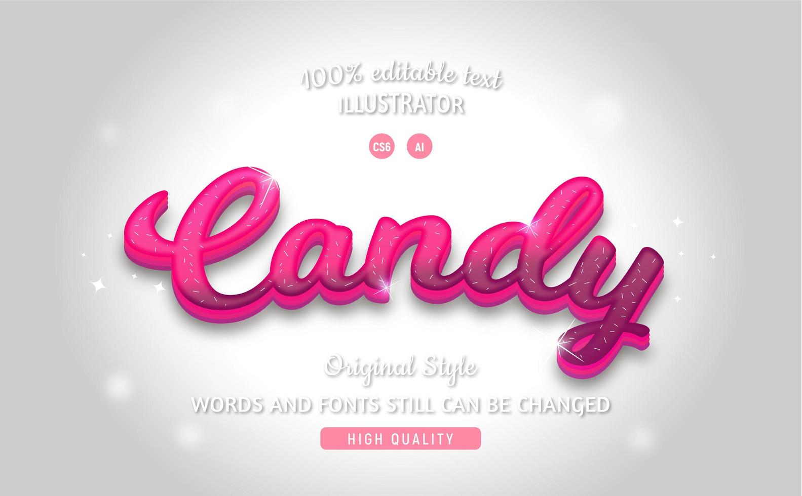 Candy fuchsia sprinkles editable text style vector