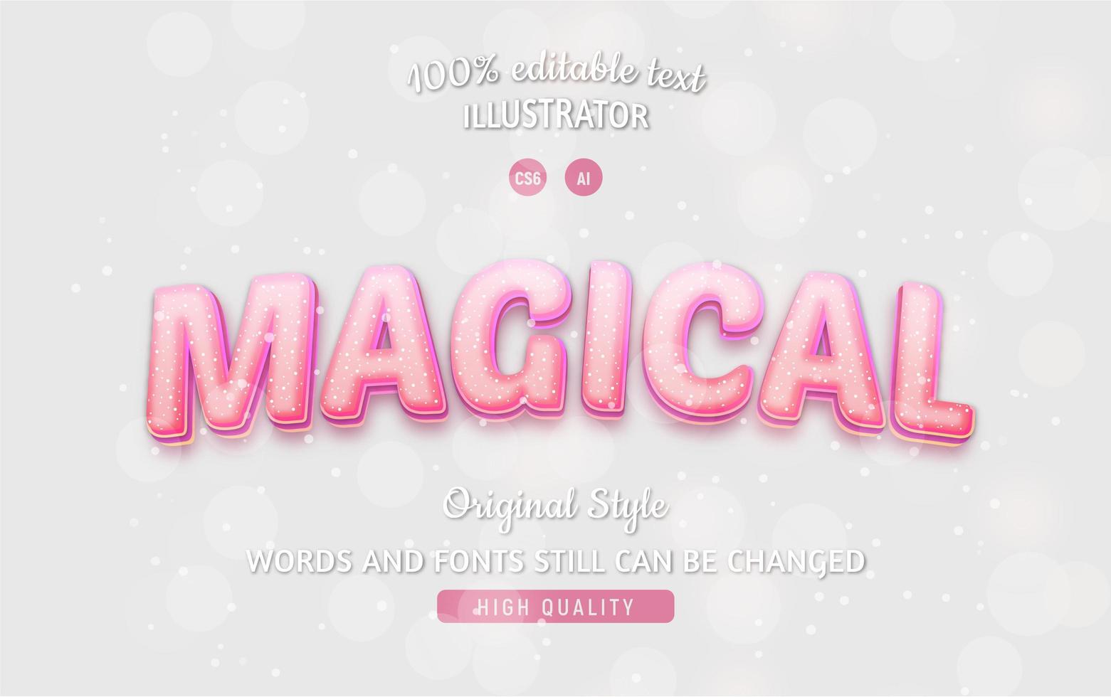 Magical pink editable text with gradient style vector