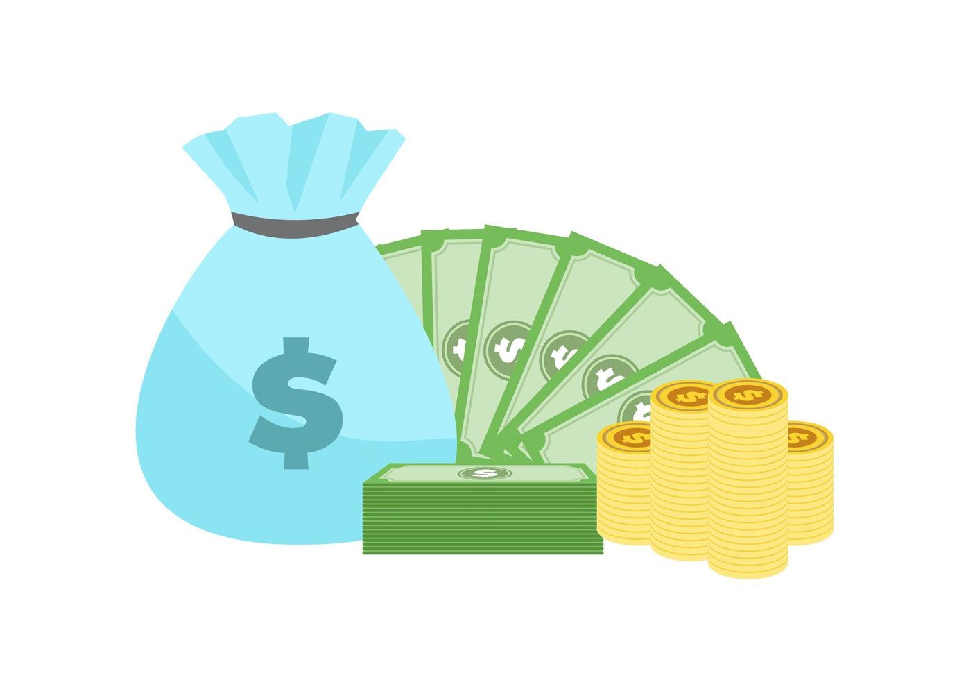 Money bag and coins vector