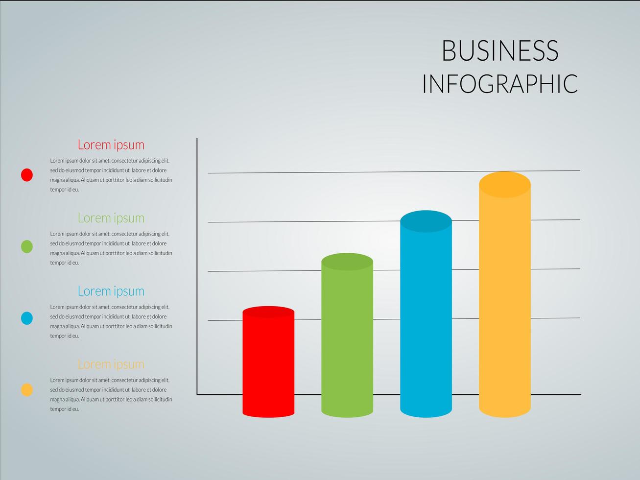 Colorful cylinder infographic bar chart vector