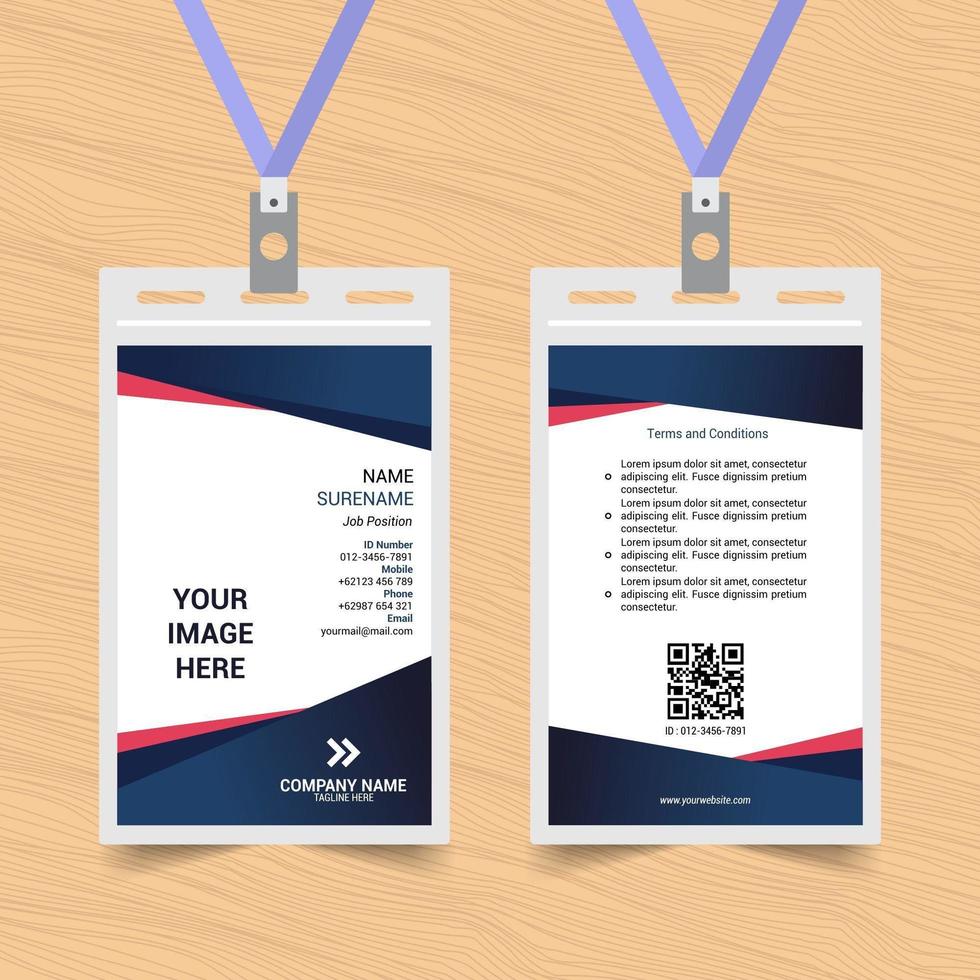 Simple Blue and Red Angled ID Card vector