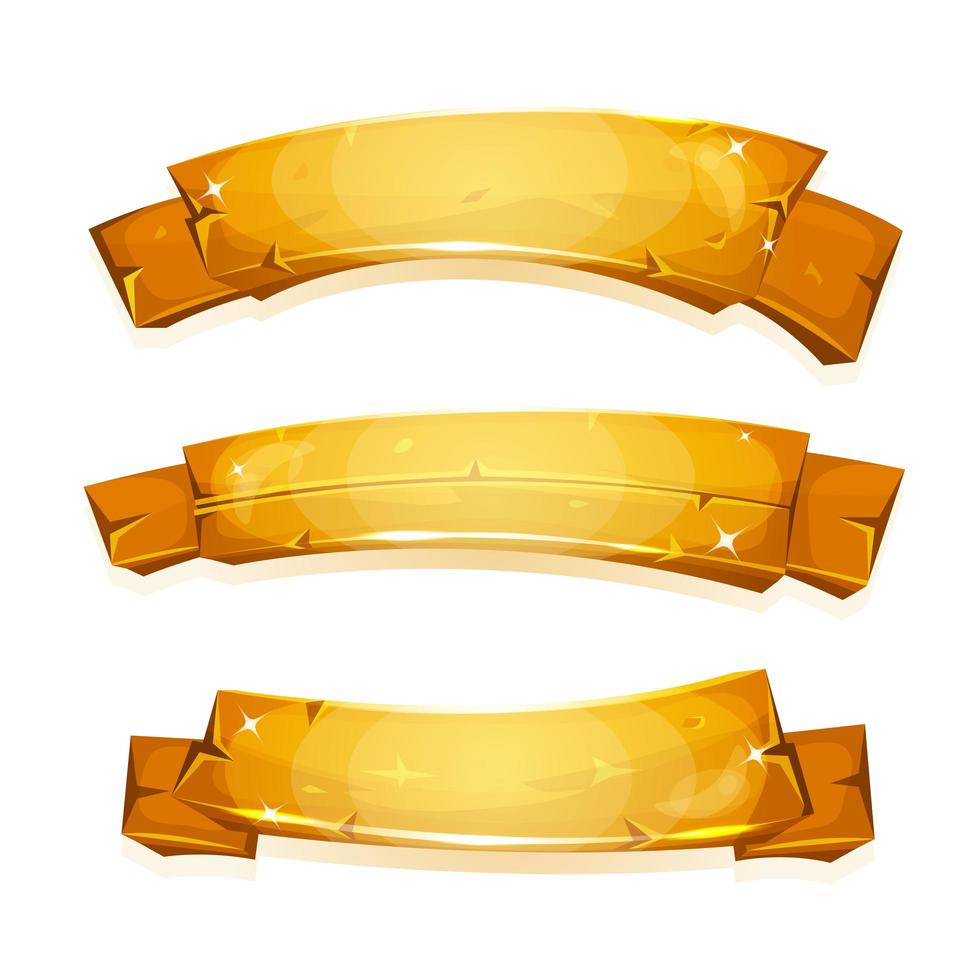 Comic Gold Banners And Ribbons vector