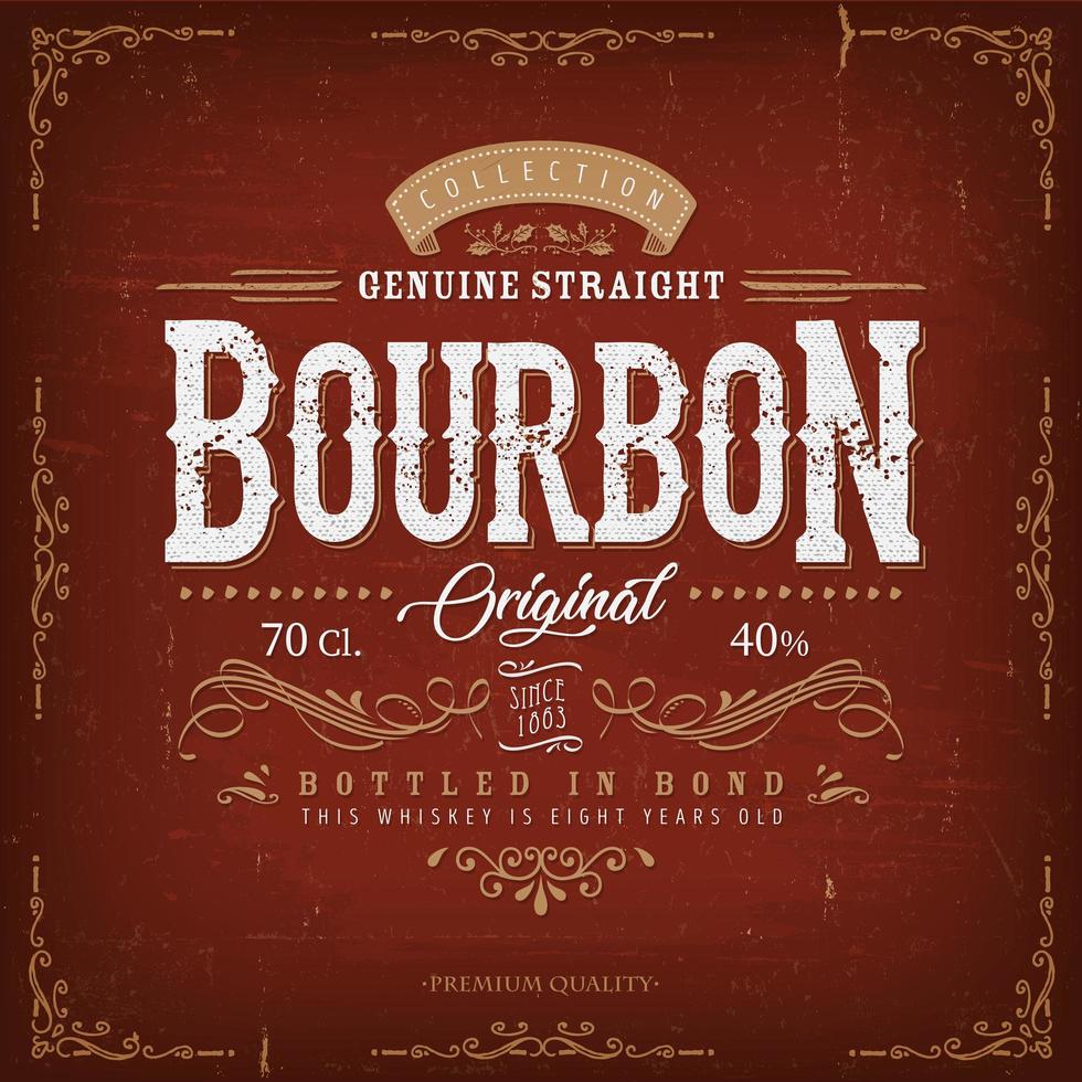 Vintage Red Bourbon Label For Bottle vector