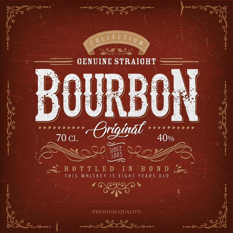 etiqueta de bourbon rojo vintage para botella vector