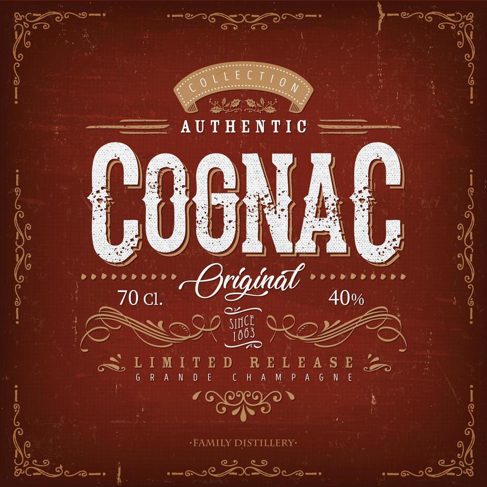 Vintage Red Cognac Label For Bottle vector