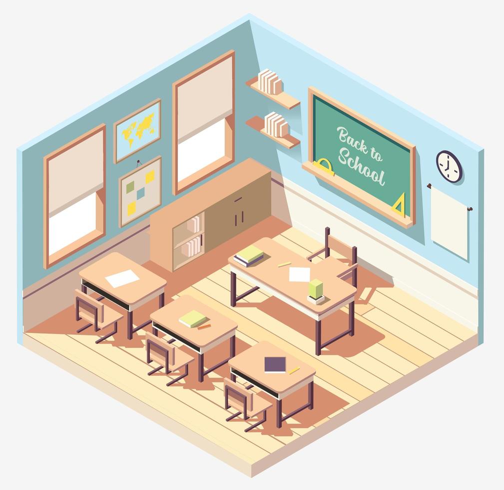 Isometric classroom design vector