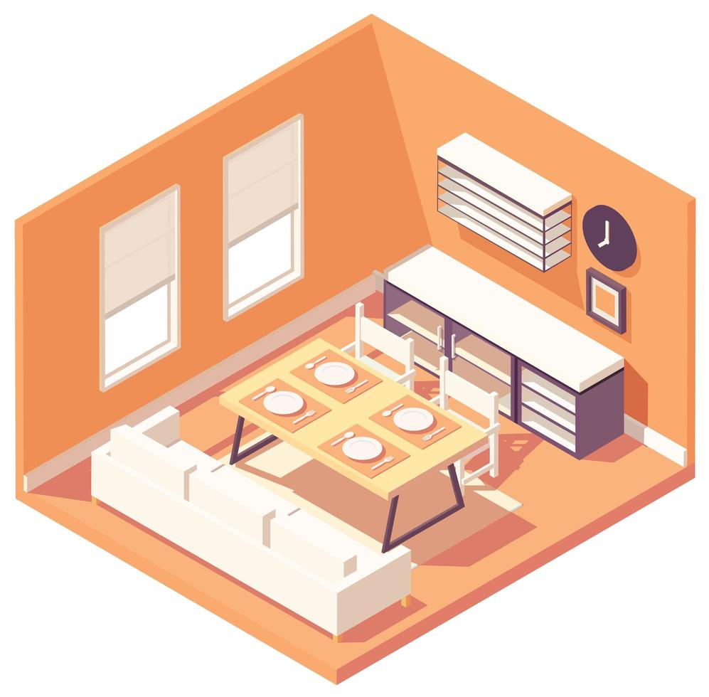 Isometric dining room vector