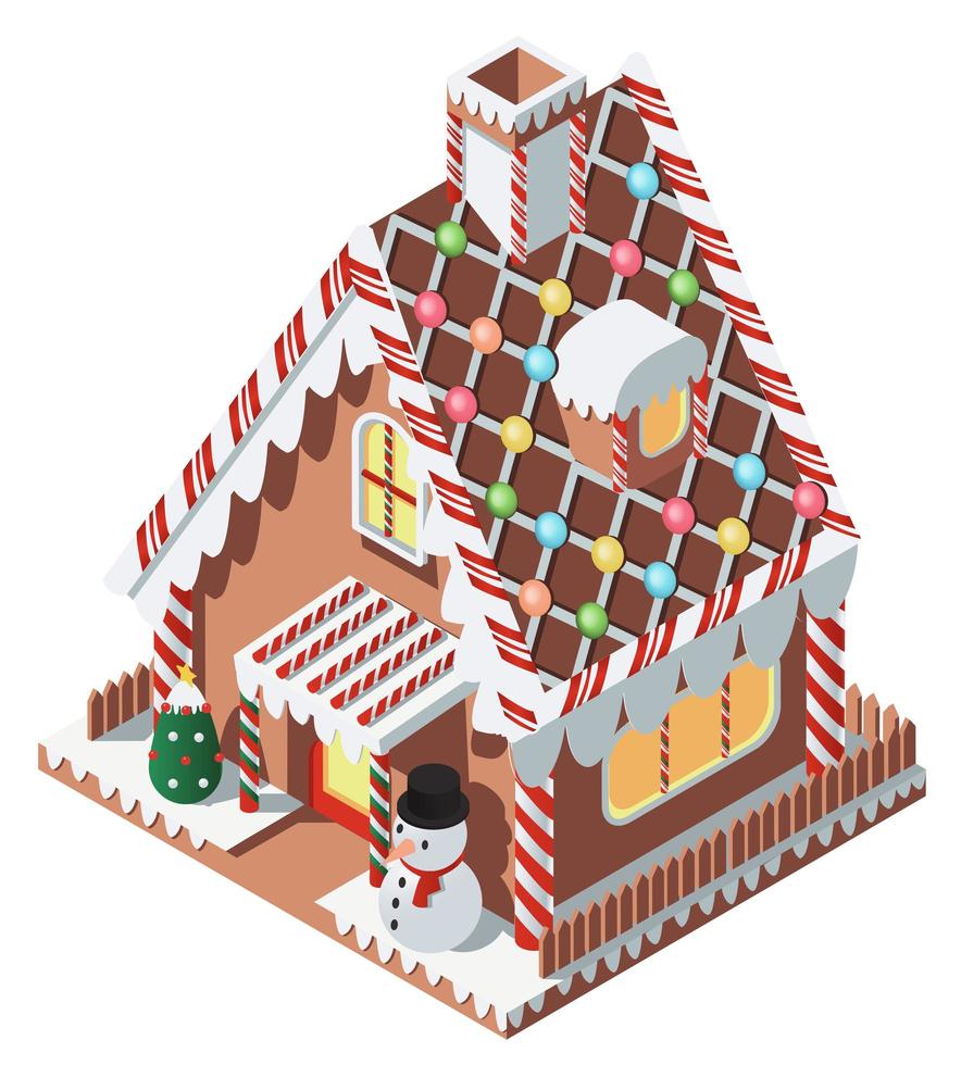 Isometric cute small gingerbread house vector