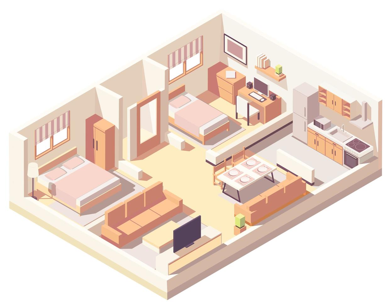 Isometric indoor house composition vector